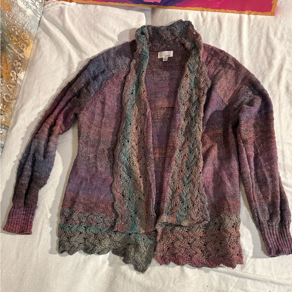 Chic XL Multicolor Open-Front lightweight Chunky Cardigan